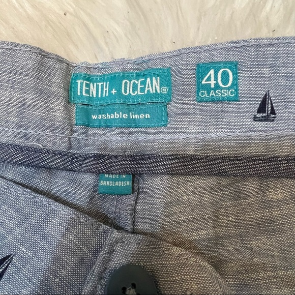 Tenth & Ocean NWT Sailboat Print Washable Linen Blend Flat Front Shorts 40 - Picture 3 of 5